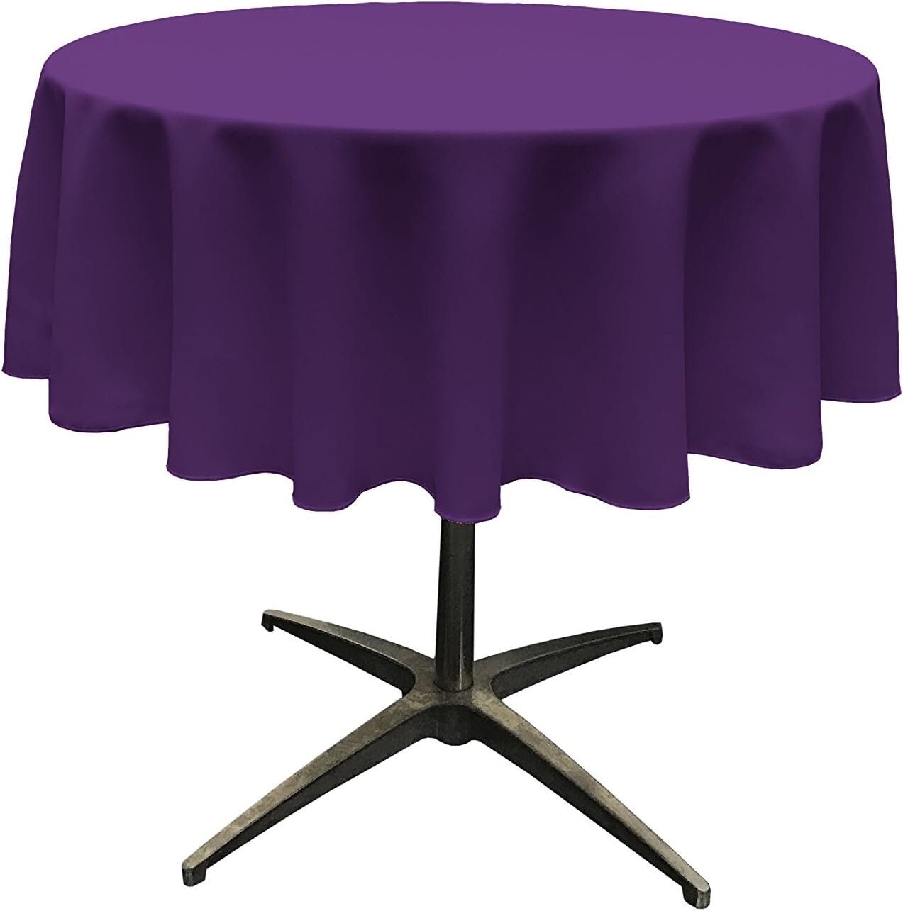 PURPLE - Polyester Poplin Washable Round Tablecloth, Wrinkle Resistant Table Cover Fabric Table Cloth for Dinning, Kitchen, Party,Holiday