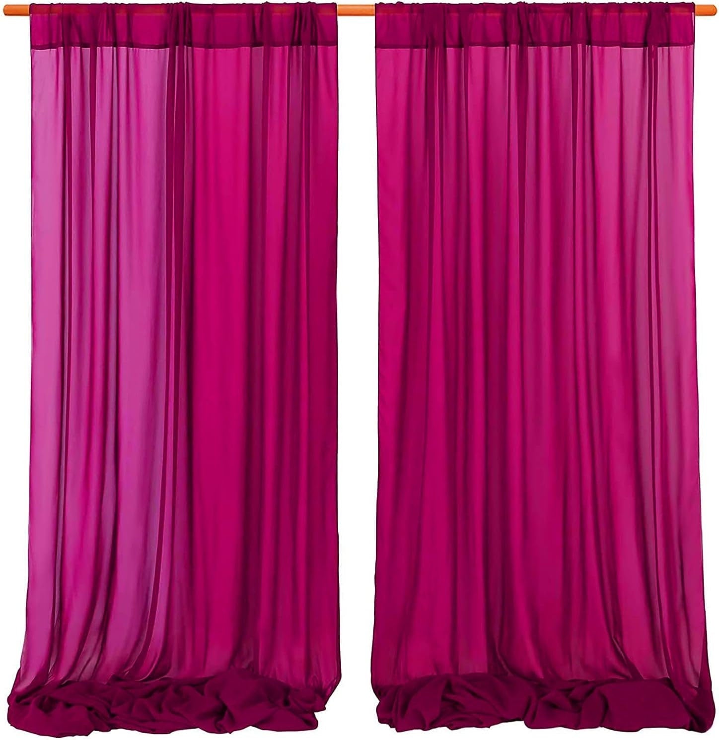 2 PANELS Chiffon Backdrop Curtains Drapes Sheer Chiffon Fabric Photography Curtain Drapes for Wedding Ceremony Party. 21 Colors Available