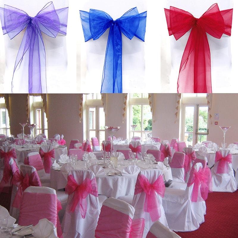 HUNTER - Chair Sashes Bows for Wedding Reception Event Banquets Chair Decoration, Dinning Chair Cover Sash Ribbon Tie Back Party Supplies