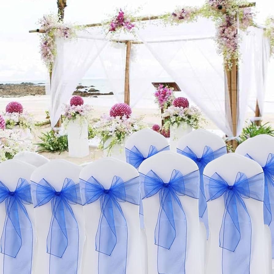 TURQUOISE - Chair Sashes Bows for Wedding Reception Event Banquets Chair Decoration, Dinning Chair Cover Sash Ribbon Tie Back Party Supplies