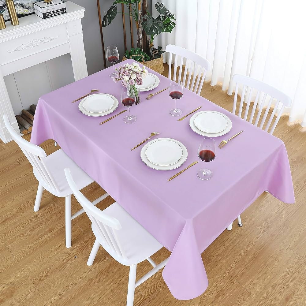 BLACK - Polyester Poplin Washable Rectangular Tablecloth, Stain Wrinkle Resistant Table Cover Fabric Table Cloth for Dinning, Kitchen, Party