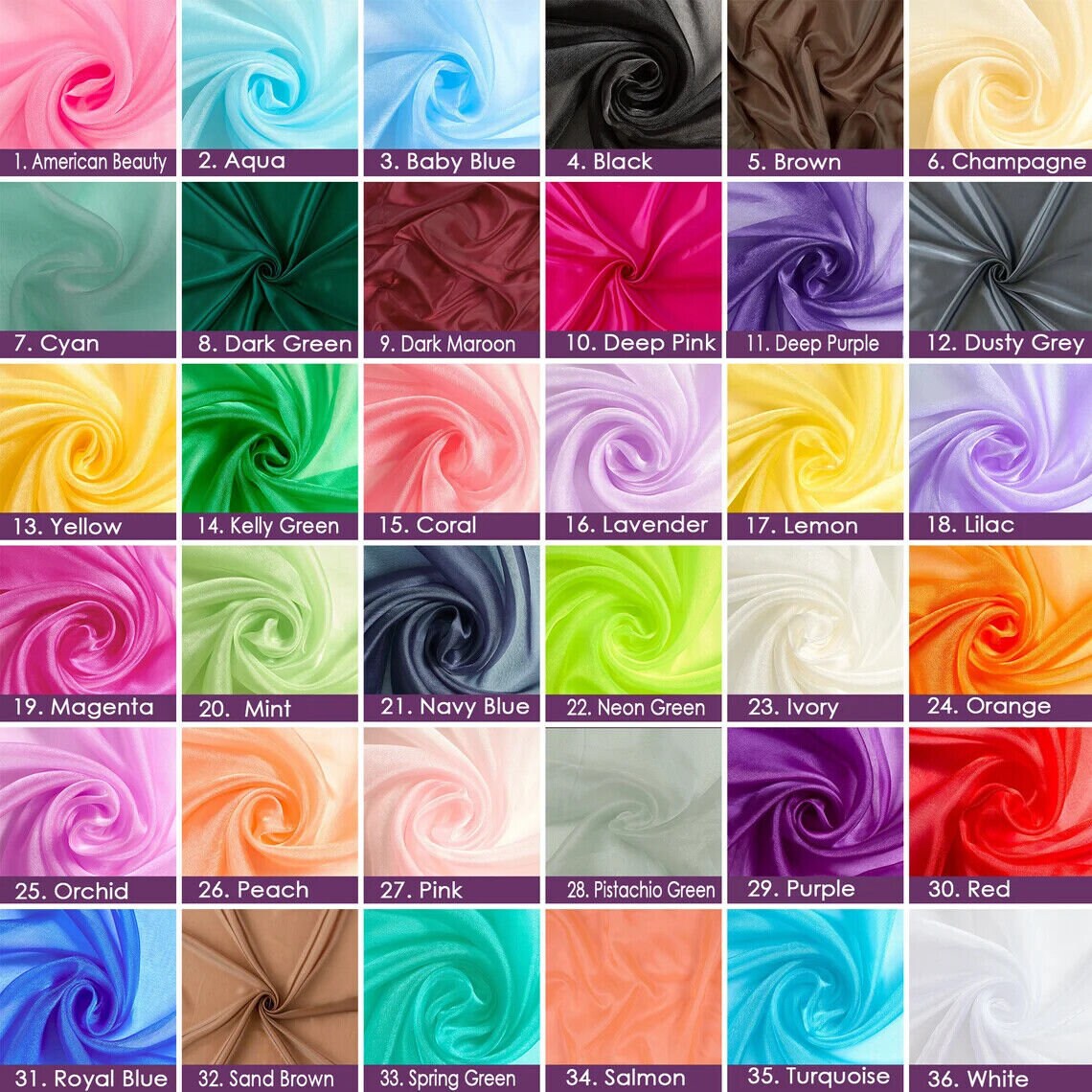 ORGANZA - Polyester Soft Light Weight, Sheer - See Through Crystal Organza Fabric Sold By The Yard.