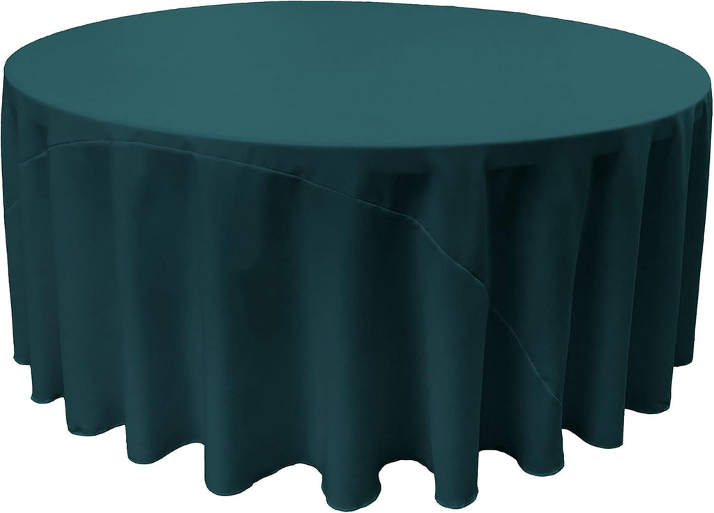 TEAL - Polyester Poplin Washable Round Tablecloth, Stain Wrinkle Resistant Table Cover 120", Fabric Table Cloth Dinning, Kitchen, Party