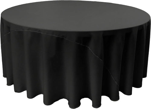 BLACK - Polyester Poplin Washable Round Tablecloth, Stain Wrinkle Resistant Table Cover 132", Fabric Table Cloth Dinning, Kitchen, Party