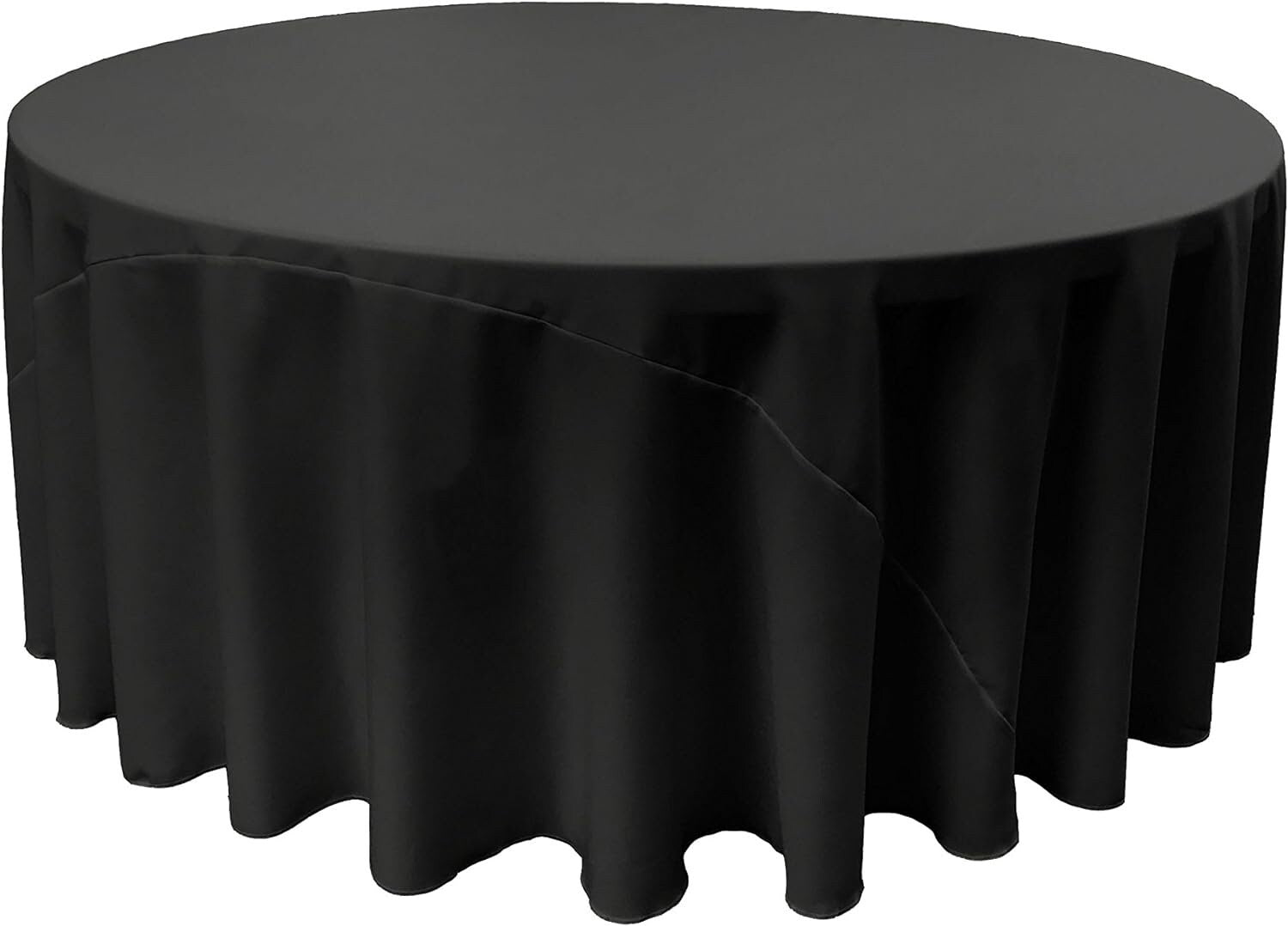BLACK - Polyester Poplin Washable Round Tablecloth, Stain Wrinkle Resistant Table Cover 120", Fabric Table Cloth Dinning, Kitchen, Party