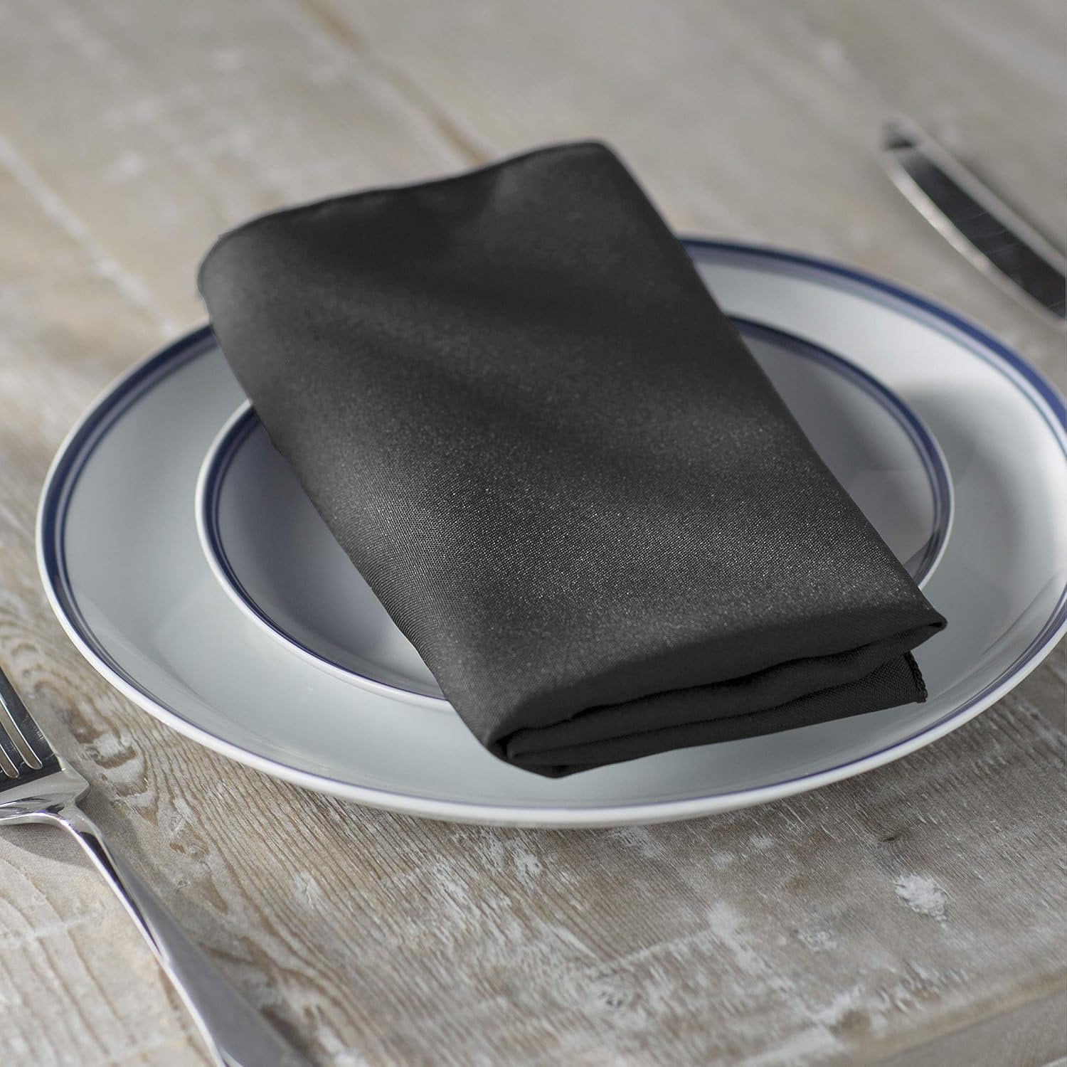 BLACK - Poly Poplin Napkin - 18" X 18" - Cloth Napkins, Washable Reusable Napkins, Wrinkle Resistance Napkins for Dinner, Wedding, Parties