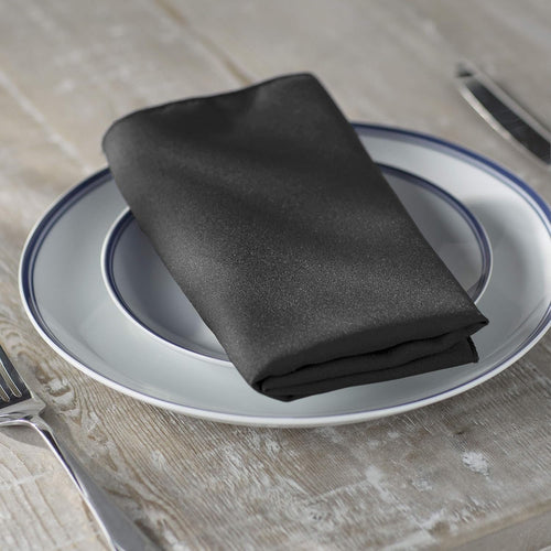 BLACK - Poly Poplin Napkin - 18" X 18" - Cloth Napkins, Washable Reusable Napkins, Wrinkle Resistance Napkins for Dinner, Wedding, Parties