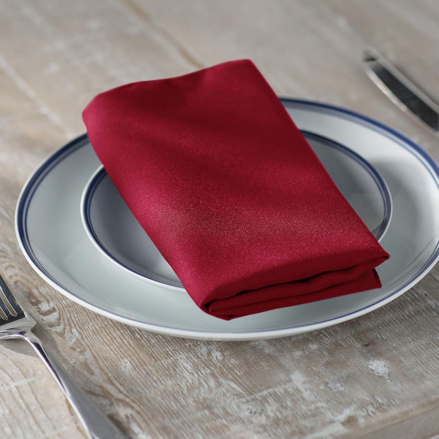 CRANBERRY - Poly Poplin Napkin - 18" X 18" - Cloth Napkins, Washable Reusable Napkins Wrinkle Resistance Napkins for Dinner, Wedding,Parties