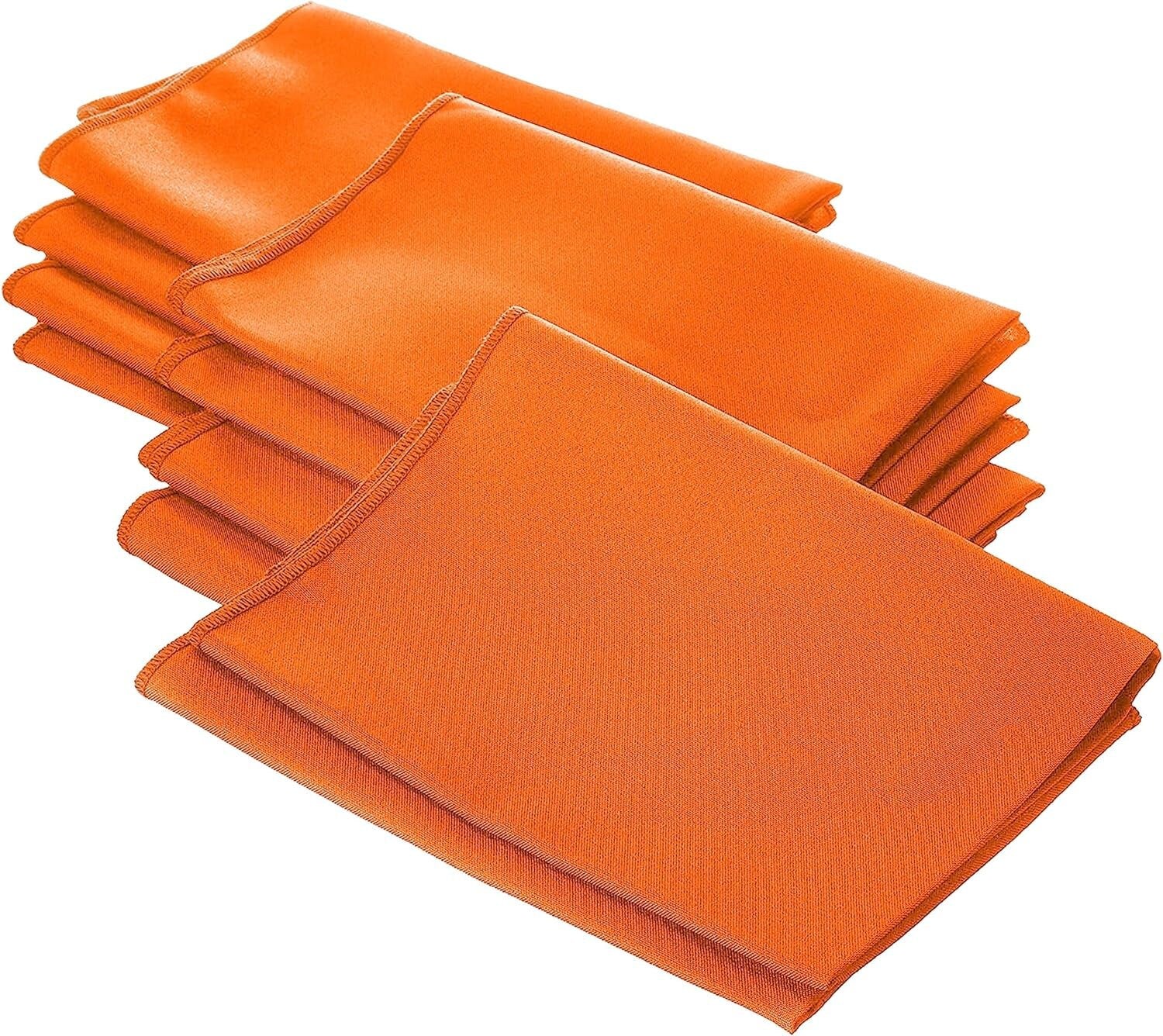 ORANGE - Poly Poplin Napkin - 18" X 18" - Cloth Napkins, Washable Reusable Napkins Wrinkle Resistance Napkins for Dinner, Wedding,Parties