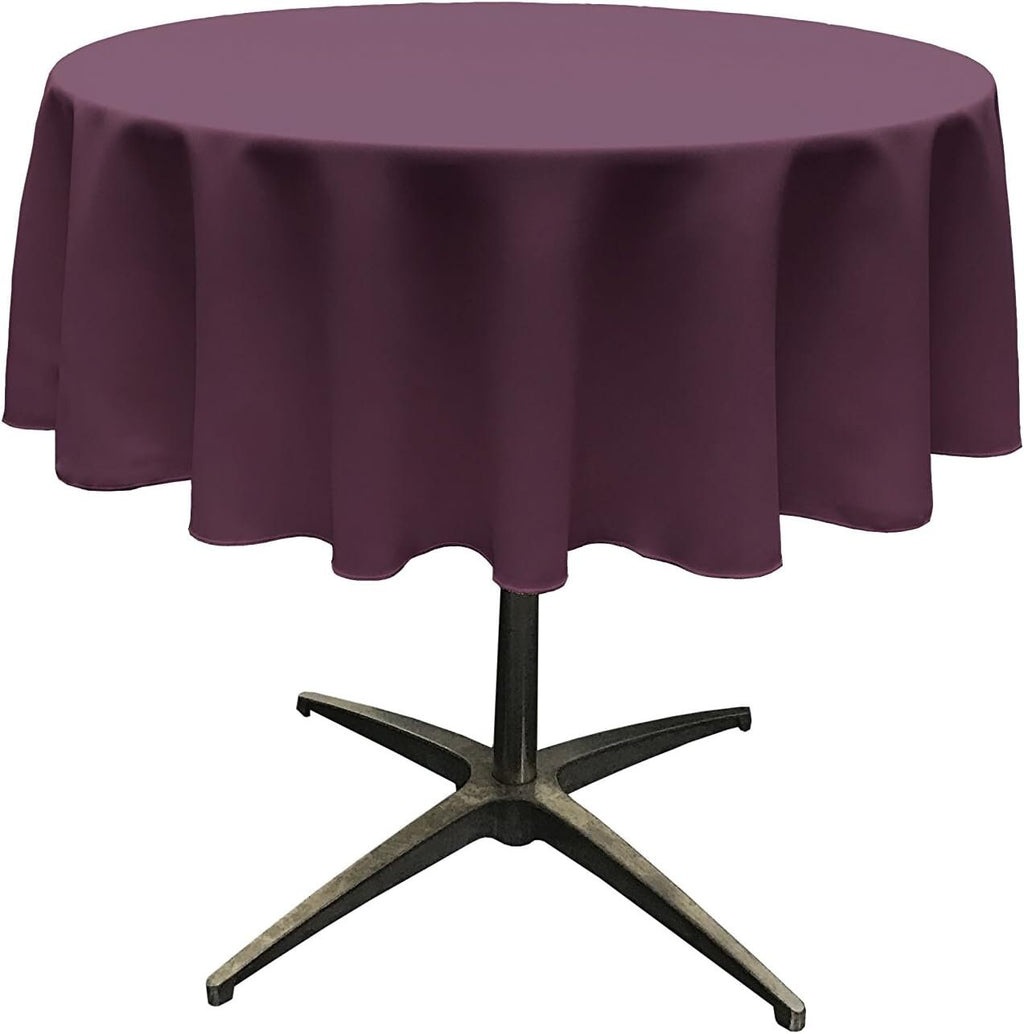 EGGPLANT - Polyester Poplin Washable Round Tablecloth, Wrinkle Resistant Table Cover Fabric Table Cloth for Dinning, Kitchen, Party,Holiday