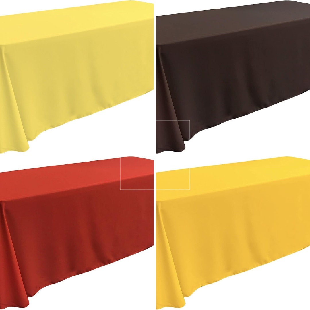 108" x 120" Polyester Poplin Washable Rectangular Tablecloth, Table Cover Fabric Cloth for Dinning, Kitchen, Party. 27 Colors Available