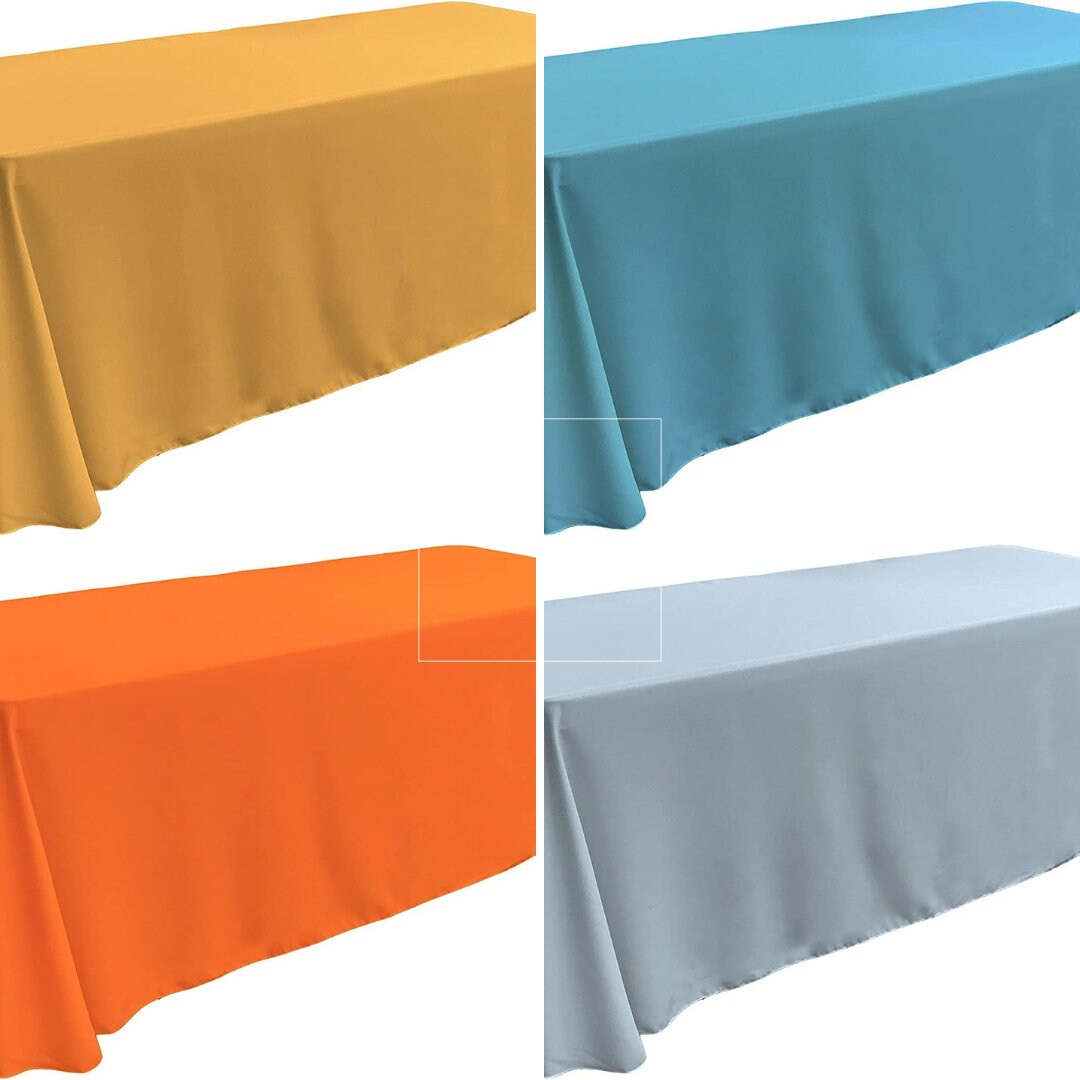 108" x 156" Polyester Poplin Washable Rectangular Tablecloth, Table Cover Fabric Cloth for Dinning, Kitchen, Party. 27 Colors Available