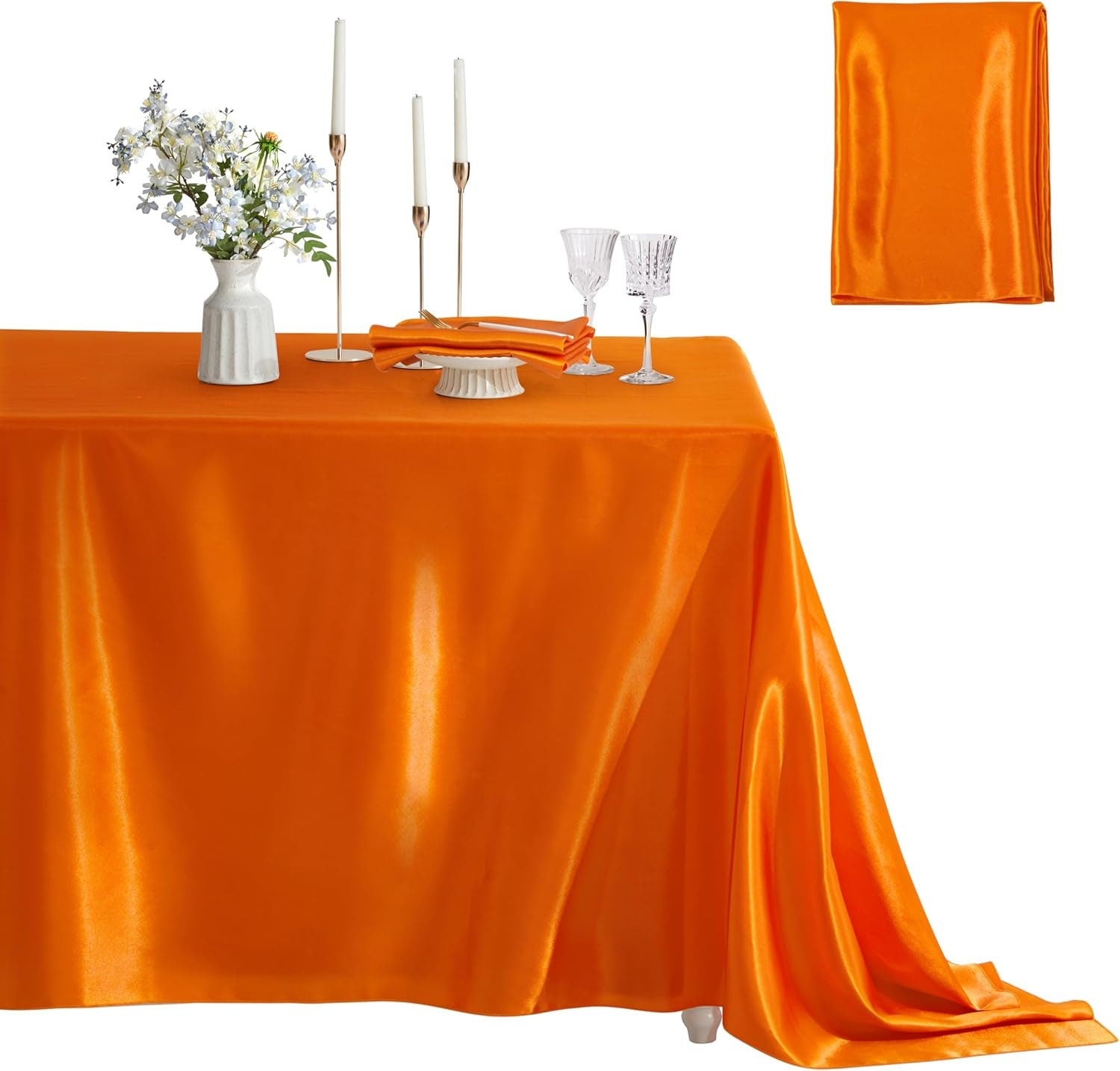 SATIN -  Rectangular Table Cover Bright Tablecloth Smooth Fabric Table Decoration for Wedding Banquet Party Events, 13 Colors Available