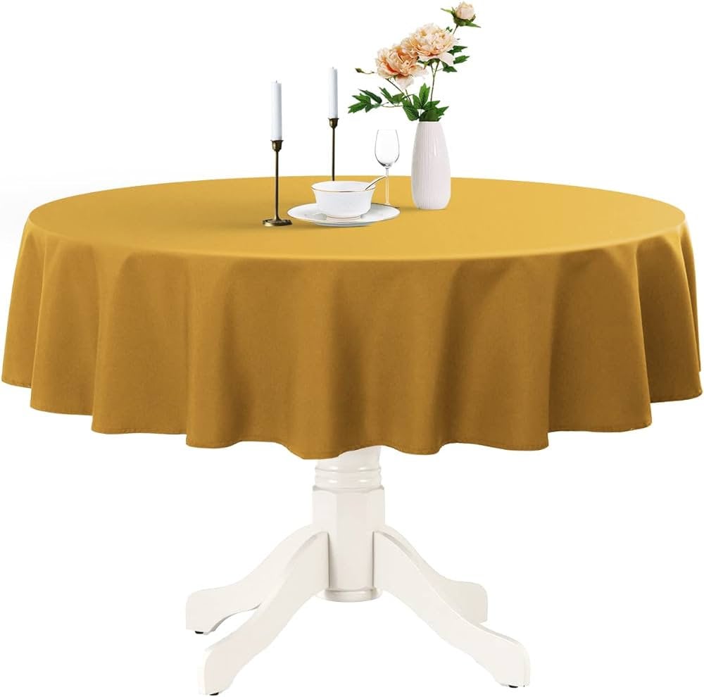 Polyester Poplin Washable Round Tablecloth - Table Cover Fabric Table Cloth for Dinning, Kitchen, Party, Holiday. Choose Size & Color Below