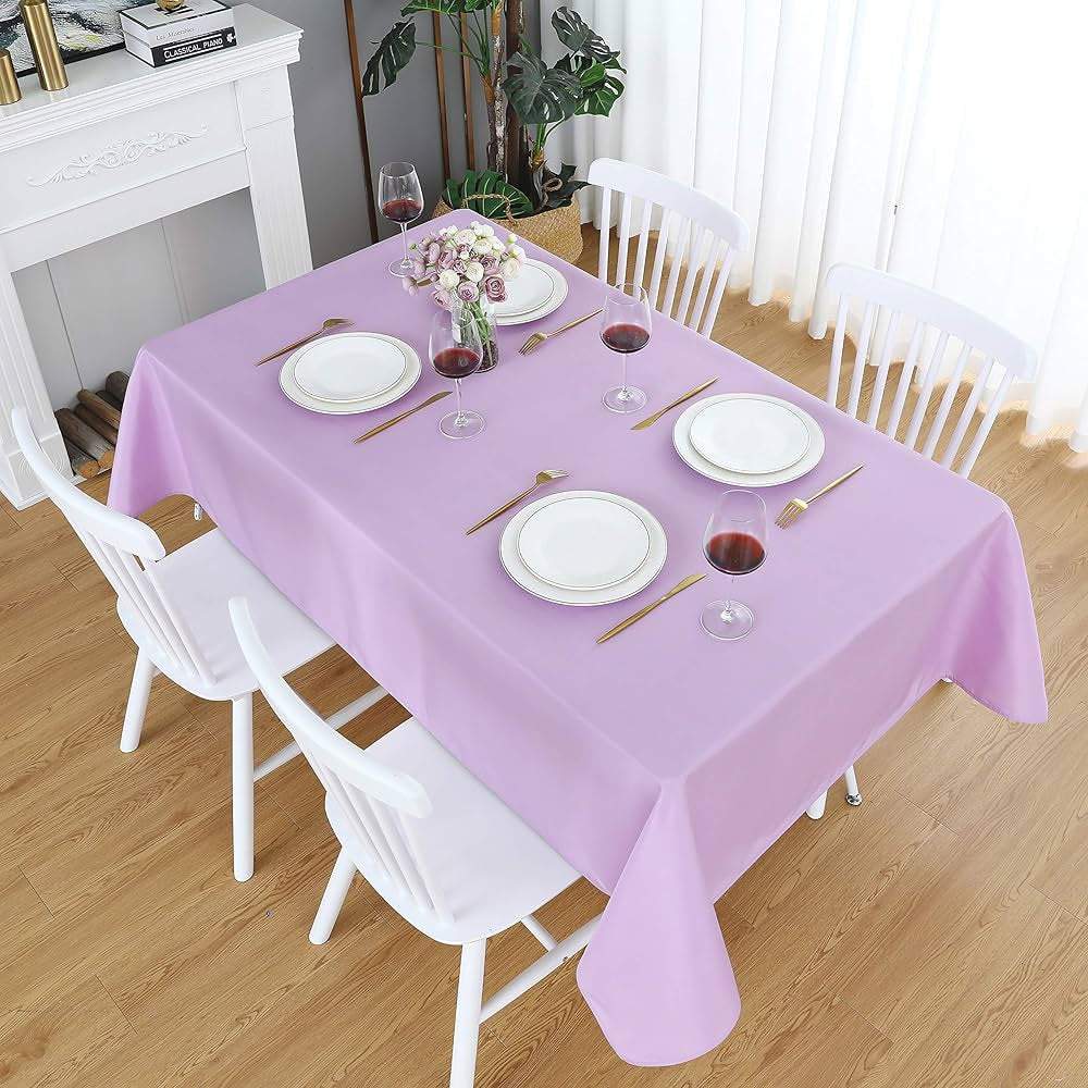 CORAL -  Polyester Poplin Washable Rectangular Tablecloth,Stain Wrinkle Resistant Table Cover Fabric Table Cloth for Dinning, Kitchen,Party