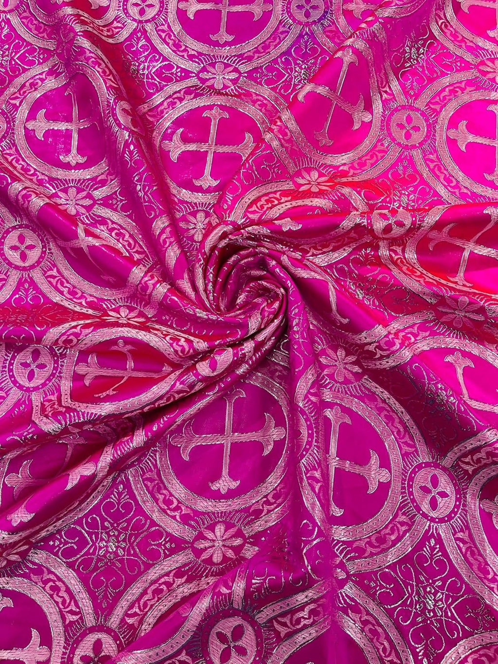 METALLIC CROSS  Brocade Jacquard Satin/Religious Brocade/58 Inches Wide/Liturgical Fabric/Church/Vestment Fabric By Yard. Choose Color Below