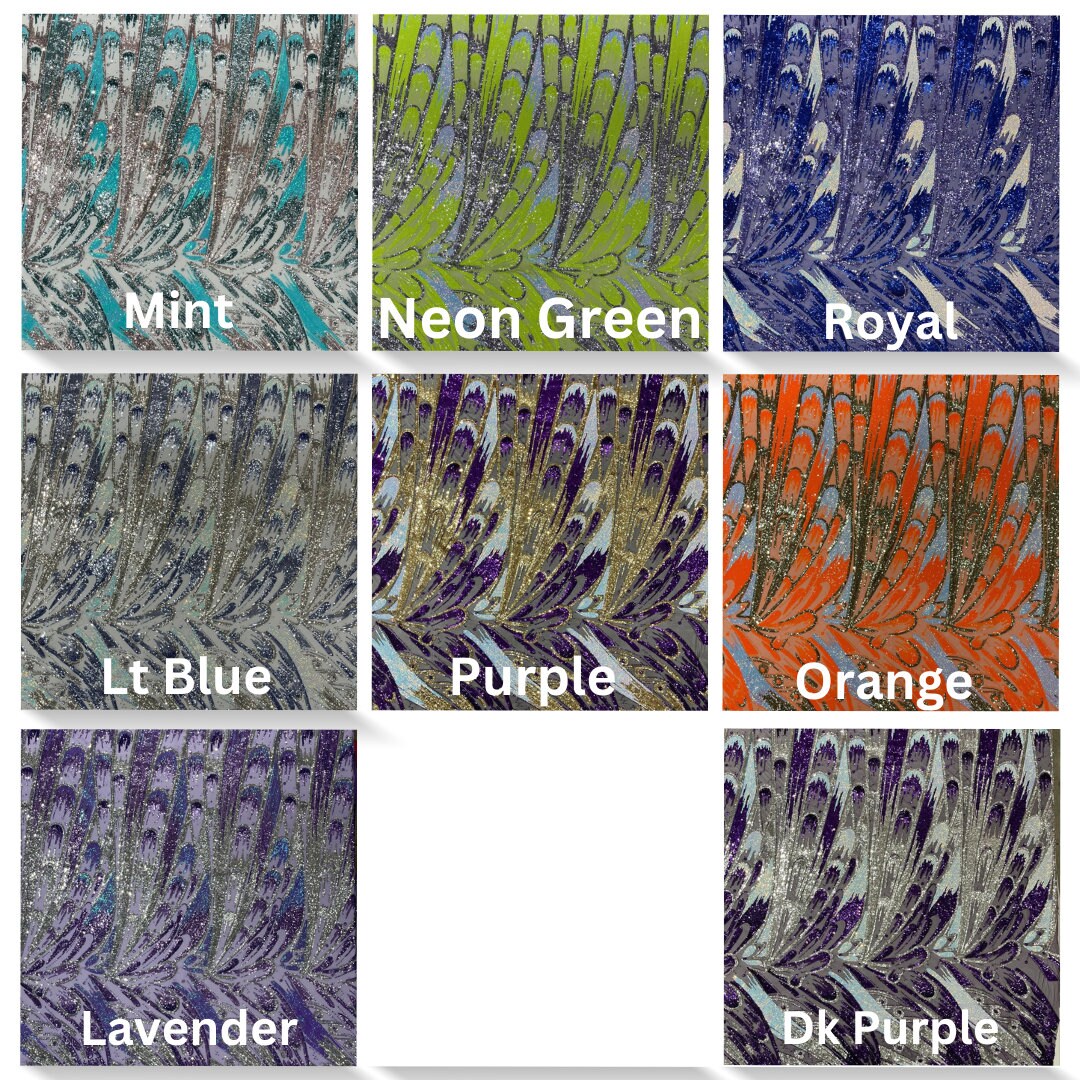 IRIDESCENT FEATHER - Shiny Sequin Design 4 Way Stretch Mesh Fabric-Prom-Sold By The Yard. Choose Color Below