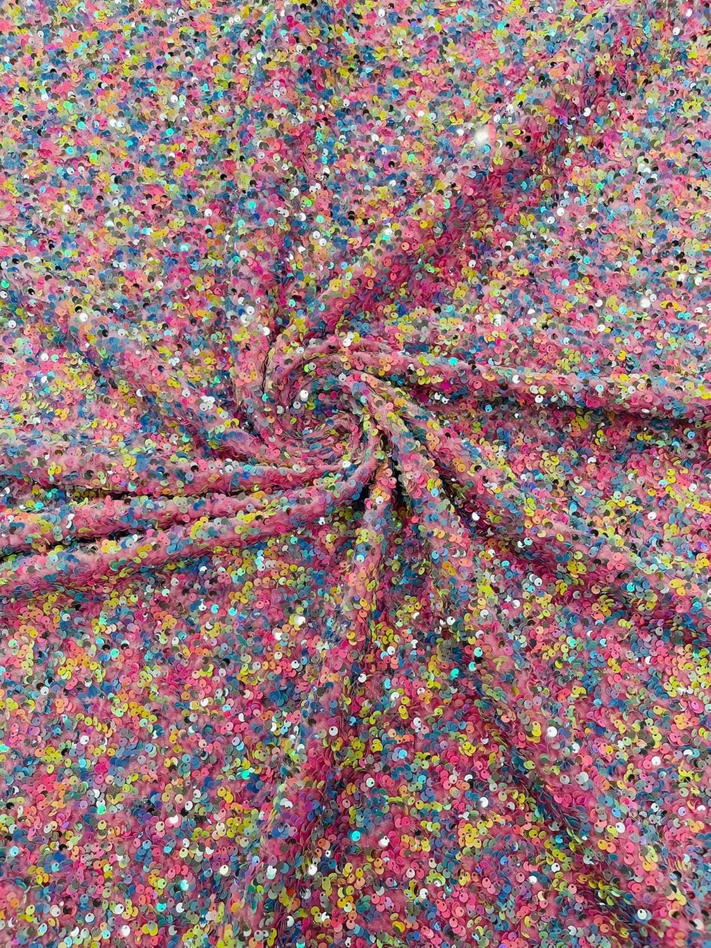 CONFETTI - Multi Color Confetti All Over Shiny Sequins Stretch Velvet, Sold By The Yard. Choose Color Below