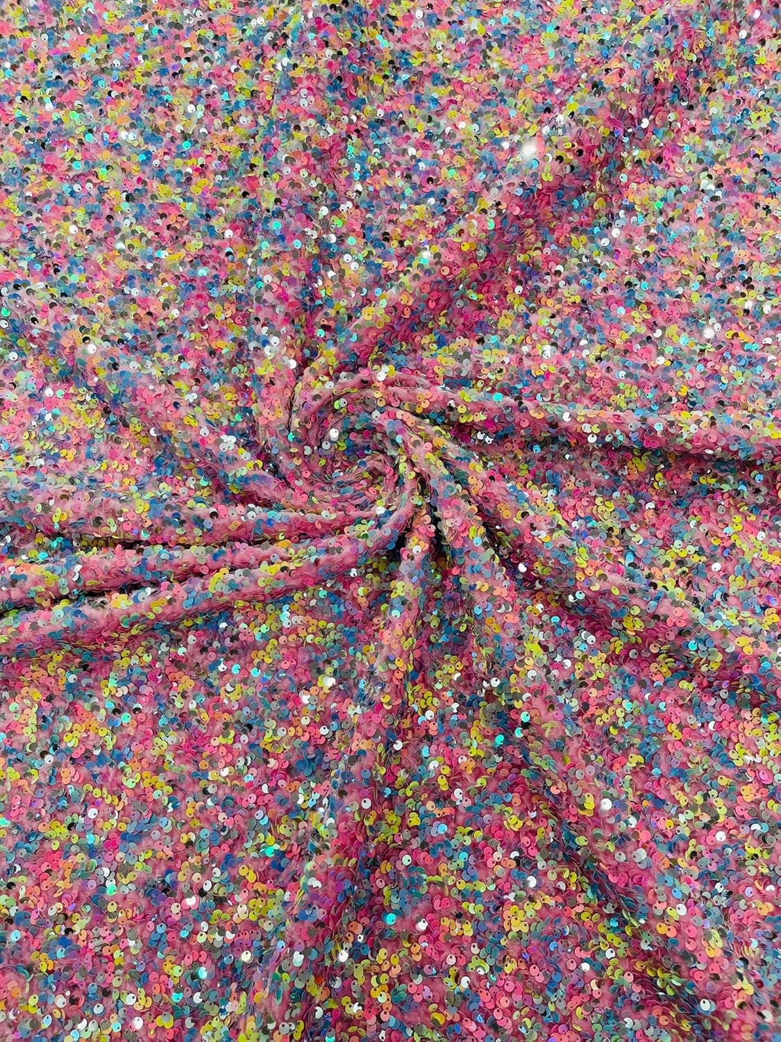 CONFETTI - Multi Color Confetti All Over Shiny Sequins Stretch Velvet, Sold By The Yard. Choose Color Below