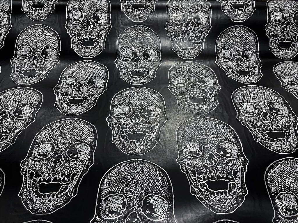 Big Skull Embossed Vinyl Fabric-PVC-Upholstery, Faux Leather By Yard. Choose Color Below