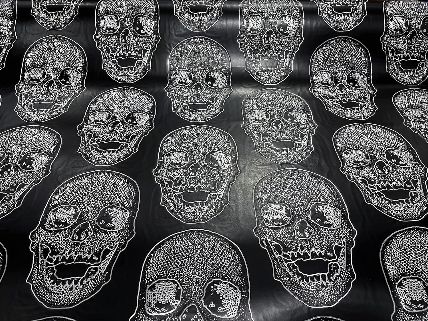 Big Skull Embossed Vinyl Fabric-PVC-Upholstery, Faux Leather By Yard. Choose Color Below
