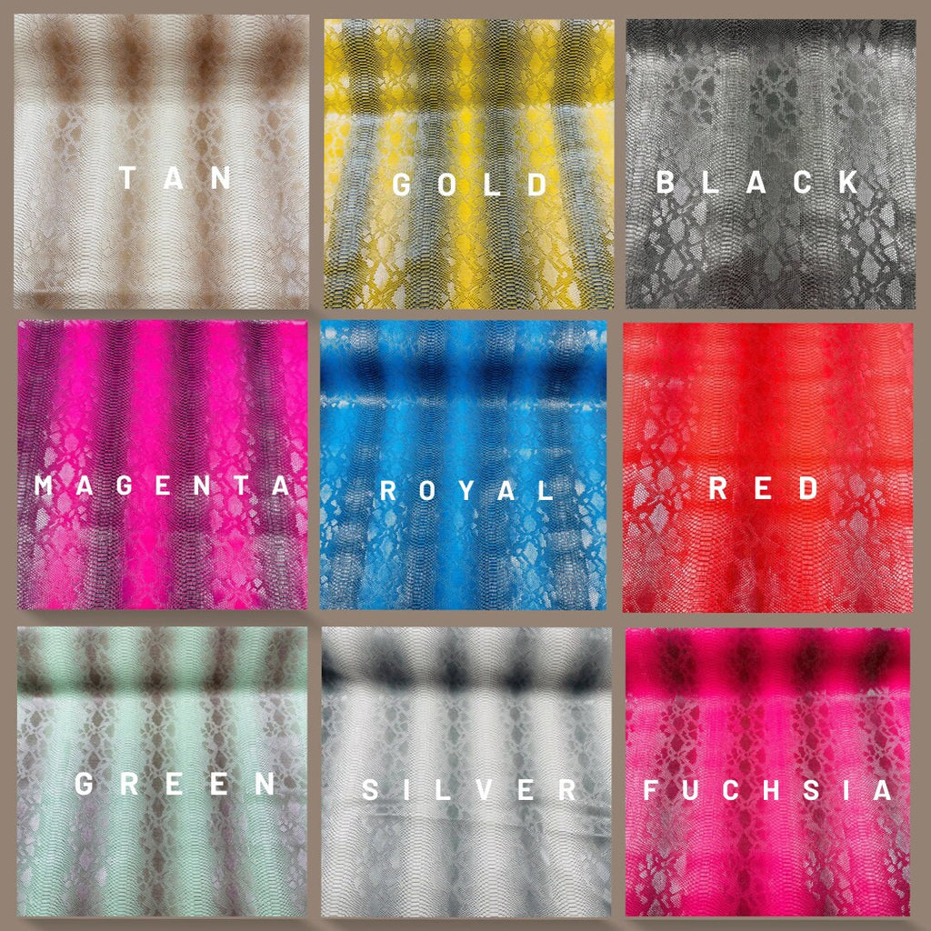 SNAKE - Viper Snake Skin Vinyl-Faux Leather-3D Scales Fabric by The Yard. Choose Color Below