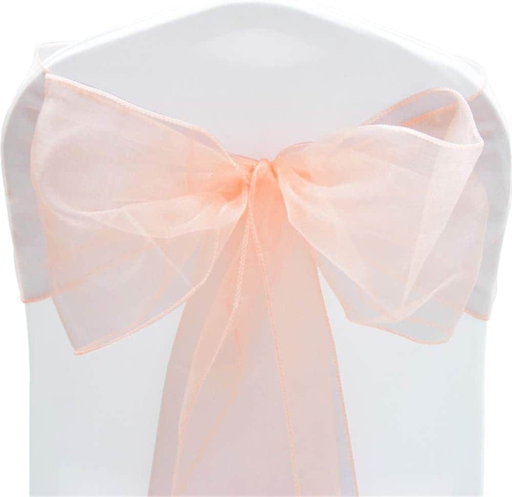 PEACH - Chair Sashes Bows for Wedding Reception Event Banquets Chair Decoration, Dinning Chair Cover Sash Ribbon Tie Back Party Supplies