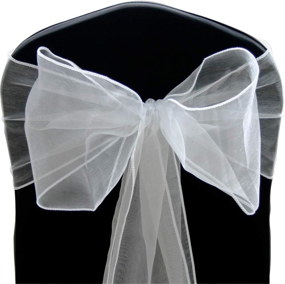 SILVER - Chair Sashes Bows for Wedding Reception Event Banquets Chair Decoration, Dinning Chair Cover Sash Ribbon Tie Back Party Supplies