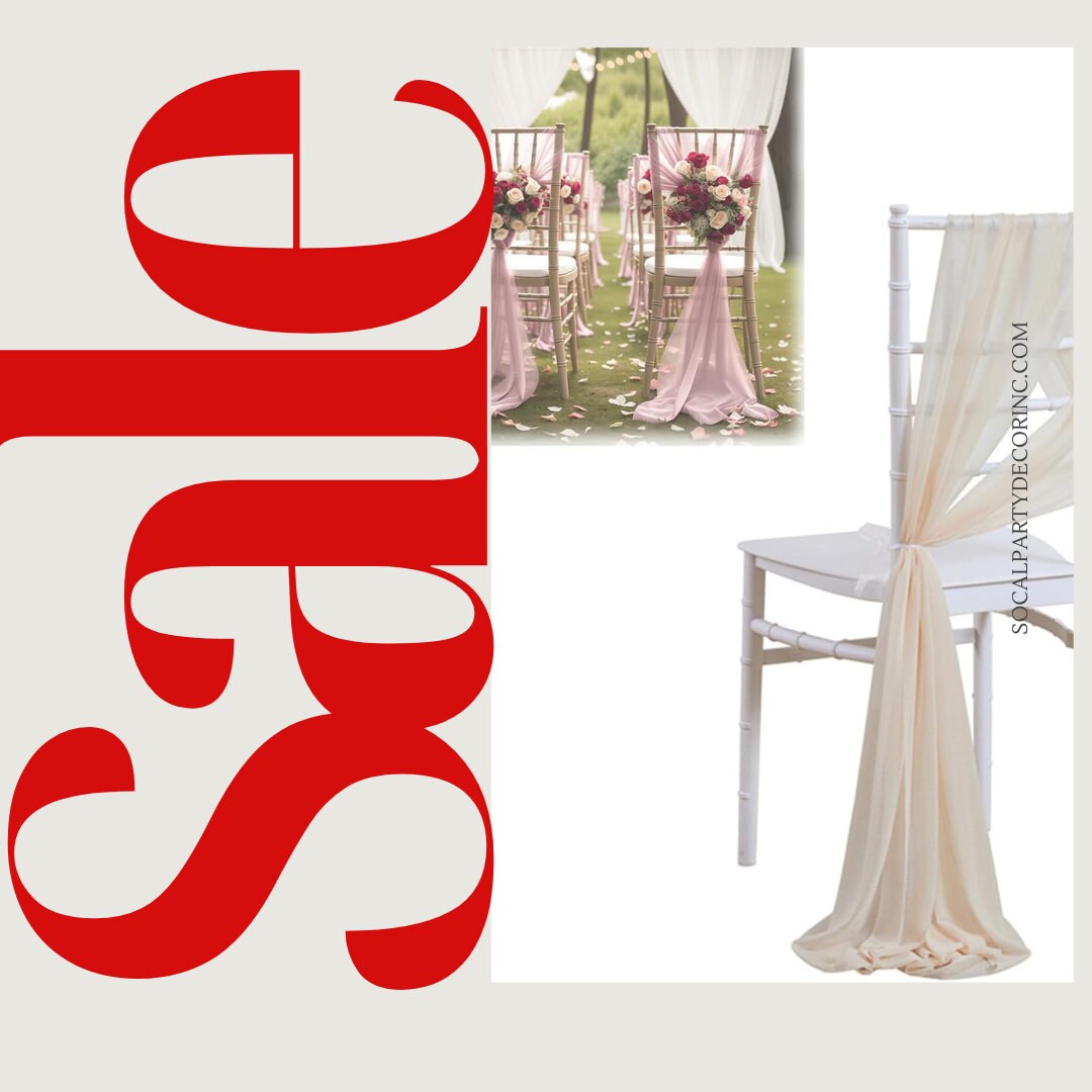 CHAMPAGNE - Chiffon Chair Sash Cover Aisle Decorations Draping Fabric for Party Ceremony Reception Floral Arrangement Banquet Outdoor Decor