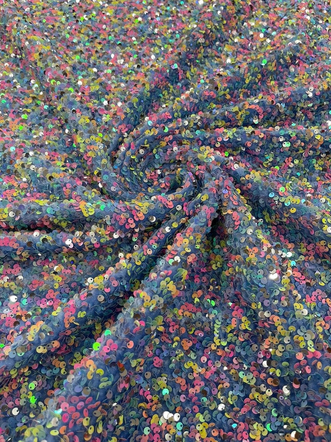 CONFETTI - Multi Color Confetti All Over Shiny Sequins Stretch Velvet, Sold By The Yard. Choose Color Below