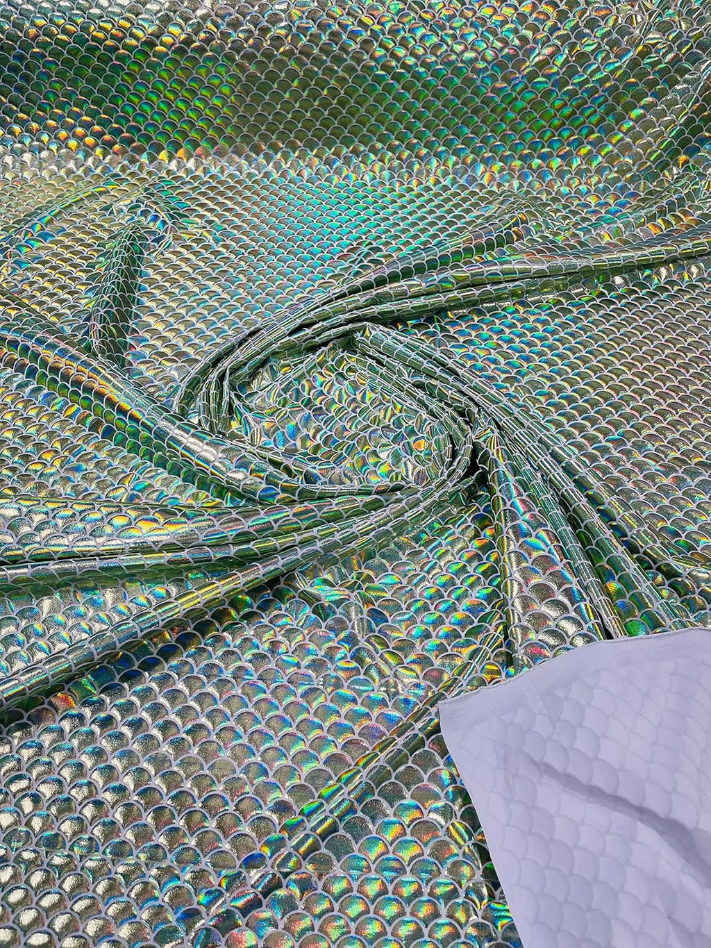 Hologram Mermaid Fish Scales 2 Way Stretch Spandex Fabric by The Yard . Choose Color Below