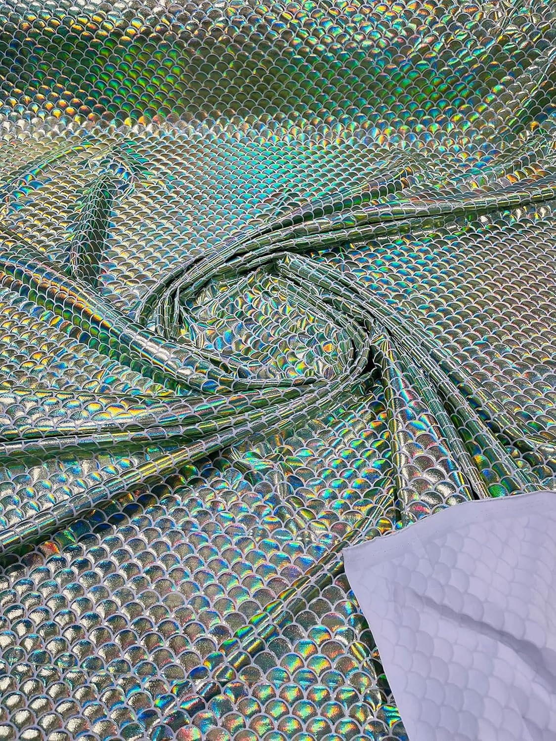 Hologram Mermaid Fish Scales 2 Way Stretch Spandex Fabric by The Yard . Choose Color Below
