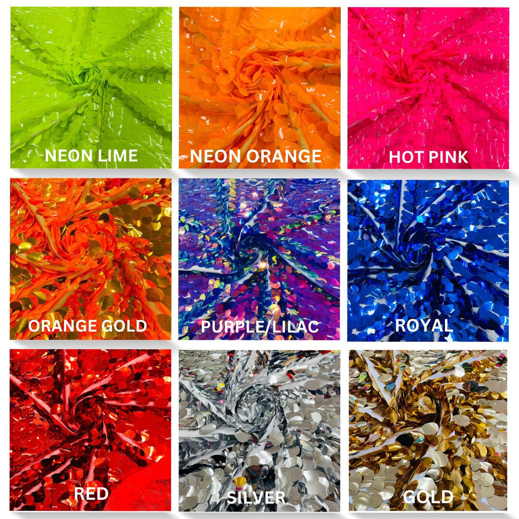 JUMBO - Sequins Oval Sequin Paillette/Tear Drop Mermaid Big Sequins Fabric Mesh By The Yard. Choose Color Below