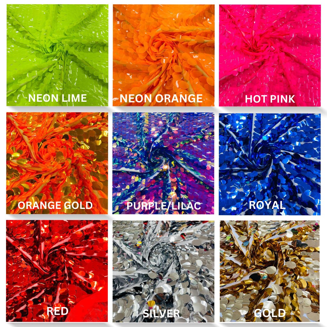 JUMBO - Sequins Oval Sequin Paillette/Tear Drop Mermaid Big Sequins Fabric Mesh By The Yard. Choose Color Below