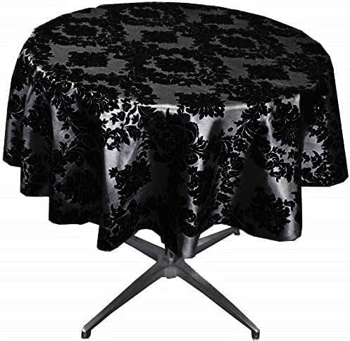 BLACK - Taffeta Flocking Damask Table Rounds for Wedding, Bridal Shower/Baby Shower, Dinner, Special Events/Home Decor.