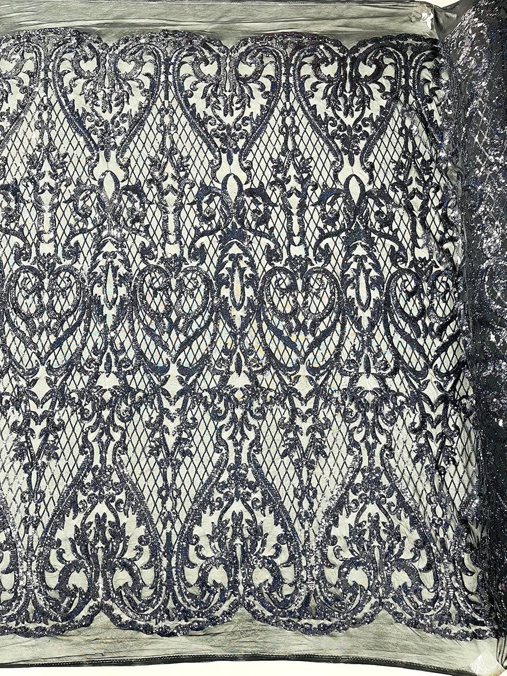 TOP FASHION - Shiny Sequin Design 4 Way Stretch Mesh Fabric. Sold By The Yard. Choose Color Below