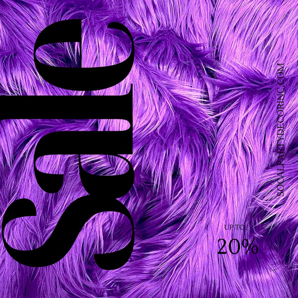 PURPLE - Shaggy Long Pile Faux Fur Fabric By The Yard | Faux Fur | High Quality Ultra Soft Fur Fabric By Yard.