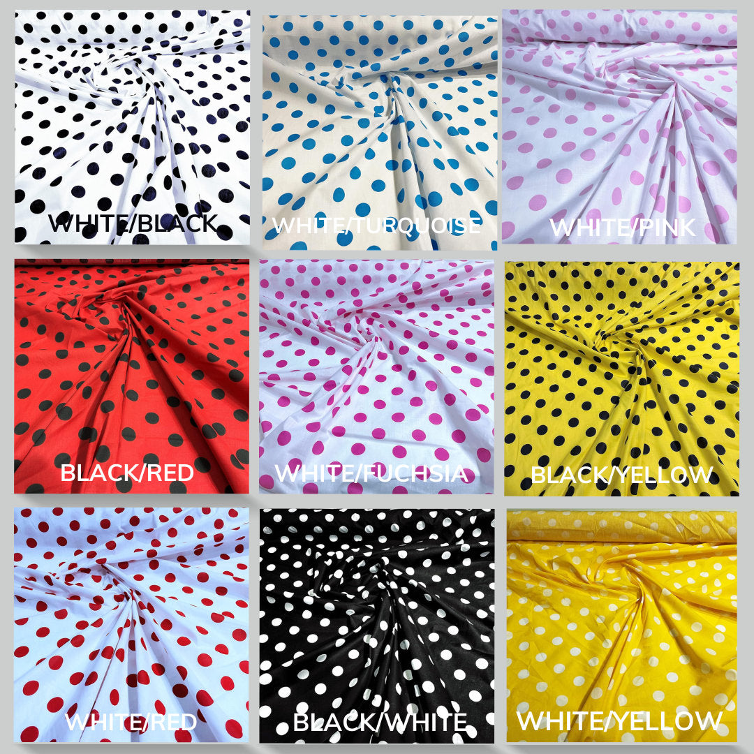 POLKA DOT - Print Poly Cotton Fabric 60" Wide by The Yard. Choose Color Below