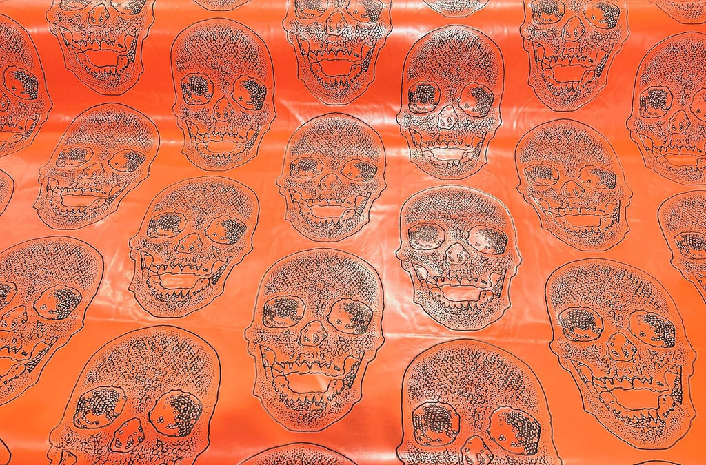 Big Skull Embossed Vinyl Fabric-PVC-Upholstery, Faux Leather By Yard. Choose Color Below