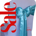 TURQUOISE - SATIN Chair Sashes Bows for Wedding Reception Event Banquets Chair Decoration, Dinning Chair Cover Sash Ribbon Tie Back Supplies