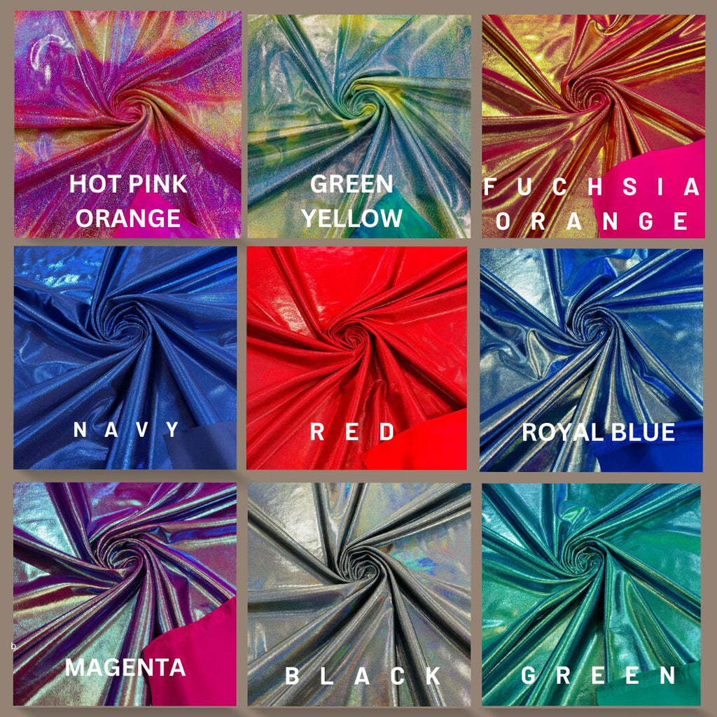 MYSTIQUE - Foggy Foil Metallic Nylon Spandex 4 Way Stretch By Yard. Choose Color Below