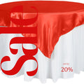SATIN - RED - Square Tablecloth Overlay - Square Tablecloth, Square Table Cover Fabric  for Dining, Kitchen, Party.