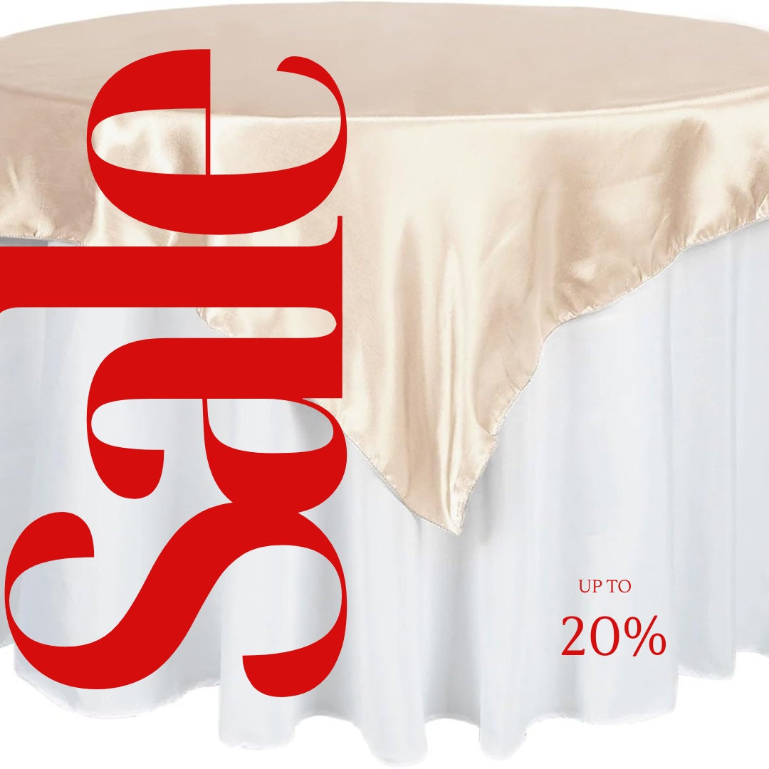 SATIN - CHAMPAGNE - Square Tablecloth Overlay - Square Tablecloth, Square Table Cover Fabric  for Dining, Kitchen, Party.