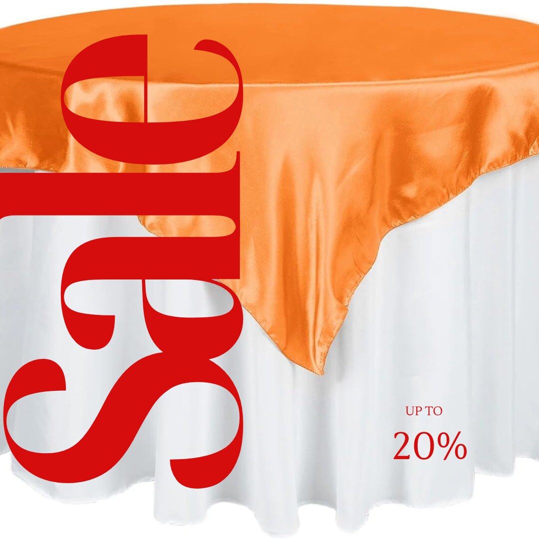 SATIN - ORANGE - Square Tablecloth Overlay - Square Tablecloth, Square Table Cover Fabric  for Dining, Kitchen, Party.