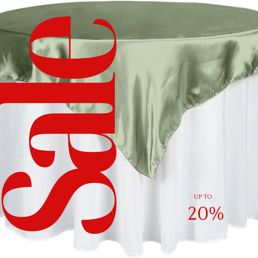 SATIN - SAGE - Square Tablecloth Overlay - Square Tablecloth, Square Table Cover Fabric  for Dining, Kitchen, Party.