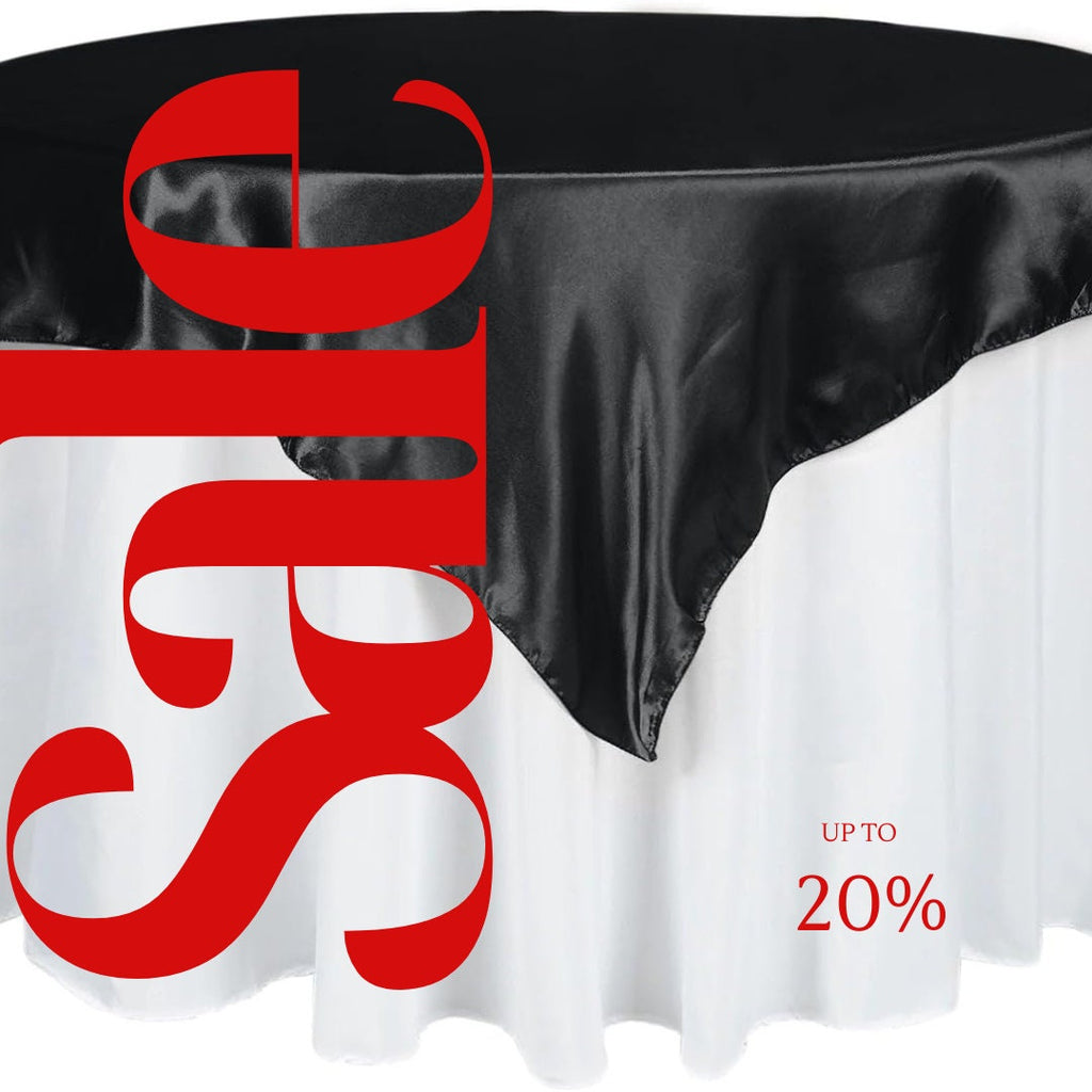 SATIN - BLACK - Square Tablecloth Overlay - Square Tablecloth, Square Table Cover Fabric  for Dining, Kitchen, Party.
