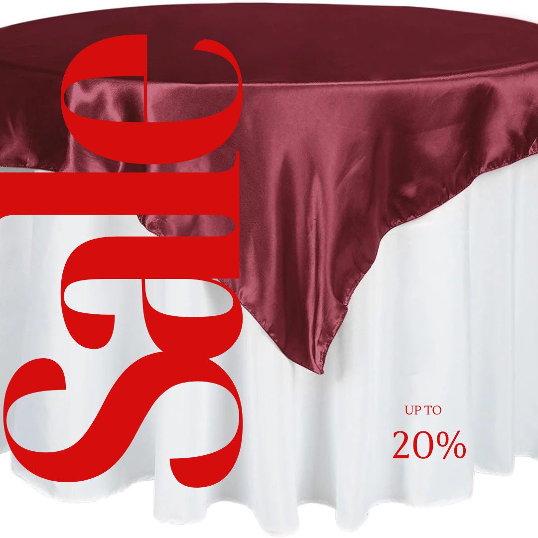 SATIN - BURGUNDY - Square Tablecloth Overlay - Square Tablecloth, Square Table Cover Fabric  for Dining, Kitchen, Party.