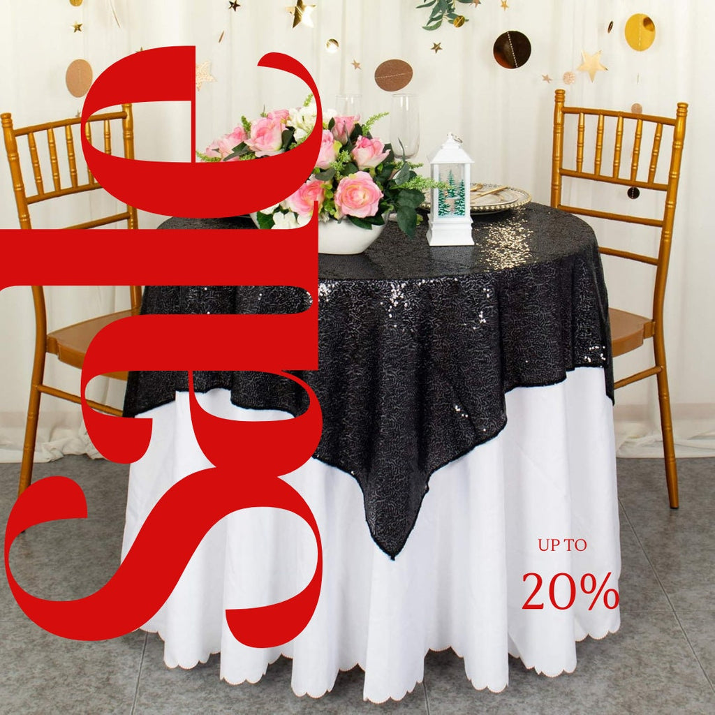 SEQUIN - Sequin Tablecloth - BLACK - Sequin Overlay Glitter Table Cover Dinning Table Linen for Party Event Decoration Birthday.