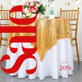 SEQUIN - Sequin Tablecloth - GOLD - Sequin Overlay Glitter Table Cover Dinning Table Linen for Party Event Decoration Birthday.