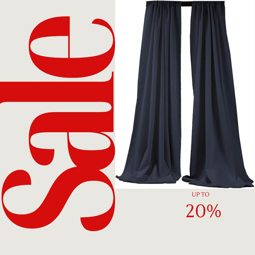 BACKDROPS -  NAVY -  Polyester Poplin Backdrop Drape Curtain Panel with 4" Rod Pocket ( , 5 Feet Wide x 9 Feet High (2 Panels)